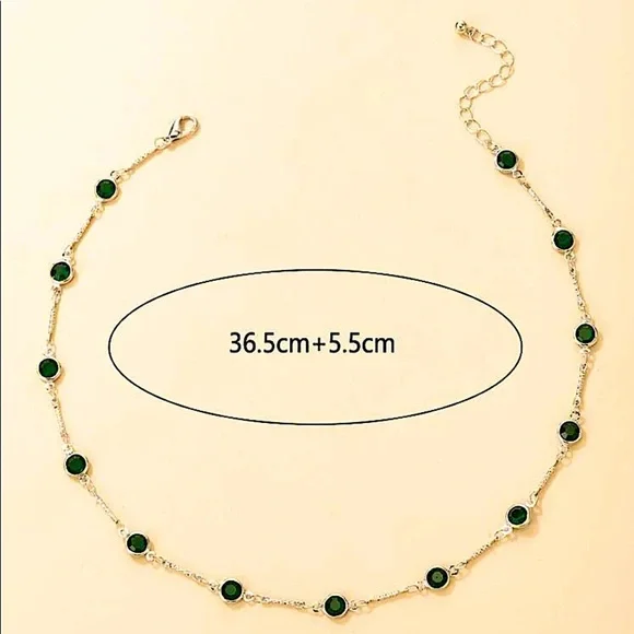 Gold Emerald Green Zircon Choker - Picture 7 of 9